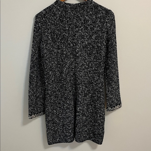 Talbots long cardigan sweater jacket textured knit black white chunky stretchy S - Picture 12 of 14